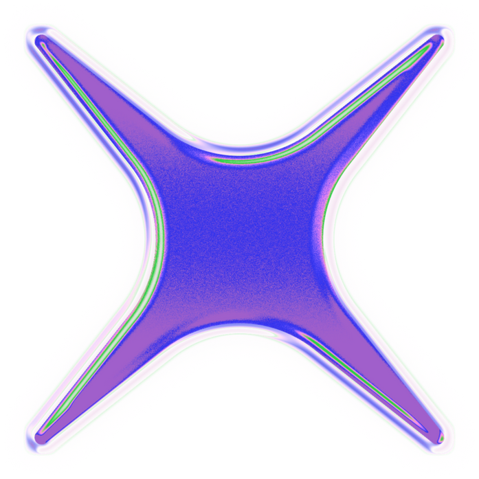 a purple and green star shaped object on a black background